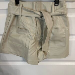 Stylish Cream Leather Women's Shorts